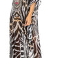 Sakkas Wilder Printed Design Long Sheer Rhinestone Caftan Dress / Cover Up