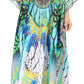 Sakkas Georgettina Flowy Rhinestone V Neck Long Caftan Dress/Cover Up