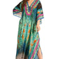 Sakkas Georgettina Flowy Rhinestone V Neck Long Caftan Dress/Cover Up