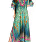 Sakkas Georgettina Flowy Rhinestone V Neck Long Caftan Dress/Cover Up