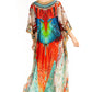 Sakkas Georgettina Flowy Rhinestone V Neck Long Caftan Dress/Cover Up