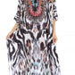 Sakkas Georgettina Flowy Rhinestone V Neck Long Caftan Dress/Cover Up