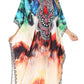 Sakkas Georgettina Flowy Rhinestone V Neck Long Caftan Dress/Cover Up