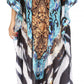 Sakkas Georgettina Flowy Rhinestone V Neck Long Caftan Dress/Cover Up