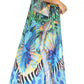Sakkas Georgettina Flowy Rhinestone V Neck Long Caftan Dress/Cover Up