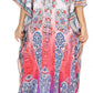 Sakkas Georgettina Flowy Rhinestone V Neck Long Caftan Dress/Cover Up
