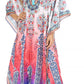 Sakkas Georgettina Flowy Rhinestone V Neck Long Caftan Dress/Cover Up