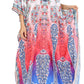 Sakkas Georgettina Flowy Rhinestone V Neck Long Caftan Dress/Cover Up
