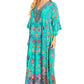 Sakkas Georgettina 2025 Flowy Rhinestone V Neck Long Caftan Dress / Cover Up