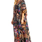 Sakkas Georgettina 2025 Flowy Rhinestone V Neck Long Caftan Dress / Cover Up