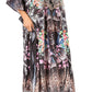 Sakkas Georgettina Flowy Rhinestone V Neck Long Caftan Dress/Cover Up