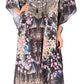 Sakkas Georgettina Flowy Rhinestone V Neck Long Caftan Dress/Cover Up