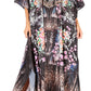 Sakkas Georgettina Flowy Rhinestone V Neck Long Caftan Dress/Cover Up