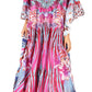 Sakkas Georgettina Flowy Rhinestone V Neck Long Caftan Dress/Cover Up