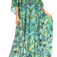 Sakkas Georgettina Flowy Rhinestone V Neck Long Caftan Dress/Cover Up