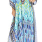 Sakkas Georgettina Flowy Rhinestone V Neck Long Caftan Dress/Cover Up