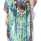 Sakkas Georgettina Flowy Rhinestone V Neck Long Caftan Dress/Cover Up