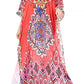Sakkas Georgettina Flowy Rhinestone V Neck Long Caftan Dress/Cover Up