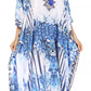 Sakkas Georgettina Flowy Rhinestone V Neck Long Caftan Dress/Cover Up