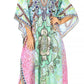 Sakkas Georgettina Flowy Rhinestone V Neck Long Caftan Dress/Cover Up