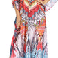 Sakkas Georgettina Flowy Rhinestone V Neck Long Caftan Dress/Cover Up