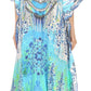 Sakkas Georgettina Flowy Rhinestone V Neck Long Caftan Dress/Cover Up