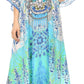 Sakkas Georgettina Flowy Rhinestone V Neck Long Caftan Dress/Cover Up
