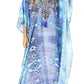 Sakkas Georgettina Flowy Rhinestone V Neck Long Caftan Dress/Cover Up
