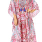 Sakkas Georgettina Flowy Rhinestone V Neck Long Caftan Dress/Cover Up