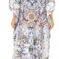 Sakkas Georgettina Flowy Rhinestone V Neck Long Caftan Dress/Cover Up