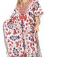 Sakkas Georgettina Flowy Rhinestone V Neck Long Caftan Dress/Cover Up