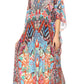 Sakkas Georgettina Flowy Rhinestone V Neck Long Caftan Dress/Cover Up