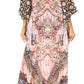 Sakkas Georgettina Flowy Rhinestone V Neck Long Caftan Dress/Cover Up