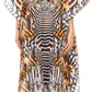 Sakkas Georgettina Flowy Rhinestone V Neck Long Caftan Dress/Cover Up