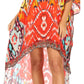 Sakkas Laisson Flowy Hi Low Caftan Rhinestone Boxy V Neck Dress Top Cover / Up