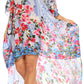 Sakkas Laisson Flowy Hi Low Caftan Rhinestone Boxy V Neck Dress Top Cover / Up