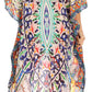 Sakkas Laisson Flowy Hi Low Caftan Rhinestone Boxy V Neck Dress Top Cover / Up