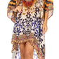 Sakkas Laisson Flowy Hi Low Caftan Rhinestone Boxy V Neck Dress Top Cover / Up