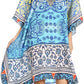 Sakkas Laisson Flowy Hi Low Caftan Rhinestone Boxy V Neck Dress Top Cover / Up