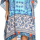 Sakkas Laisson Flowy Hi Low Caftan Rhinestone Boxy V Neck Dress Top Cover / Up