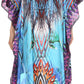 Sakkas Laisson Flowy Hi Low Caftan Rhinestone Boxy V Neck Dress Top Cover / Up