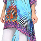Sakkas Laisson Flowy Hi Low Caftan Rhinestone Boxy V Neck Dress Top Cover / Up