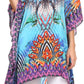 Sakkas Laisson Flowy Hi Low Caftan Rhinestone Boxy V Neck Dress Top Cover / Up