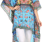 Sakkas Laisson Flowy Hi Low Caftan Rhinestone Boxy V Neck Dress Top Cover / Up