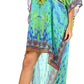 Sakkas Laisson Flowy Hi Low Caftan Rhinestone Boxy V Neck Dress Top Cover / Up