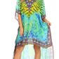 Sakkas Laisson Flowy Hi Low Caftan Rhinestone Boxy V Neck Dress Top Cover / Up