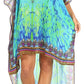 Sakkas Laisson Flowy Hi Low Caftan Rhinestone Boxy V Neck Dress Top Cover / Up