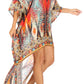Sakkas Laisson Flowy Hi Low Caftan Rhinestone Boxy V Neck Dress Top Cover / Up