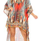 Sakkas Laisson Flowy Hi Low Caftan Rhinestone Boxy V Neck Dress Top Cover / Up