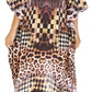 Sakkas Laisson Flowy Hi Low Caftan Rhinestone Boxy V Neck Dress Top Cover / Up